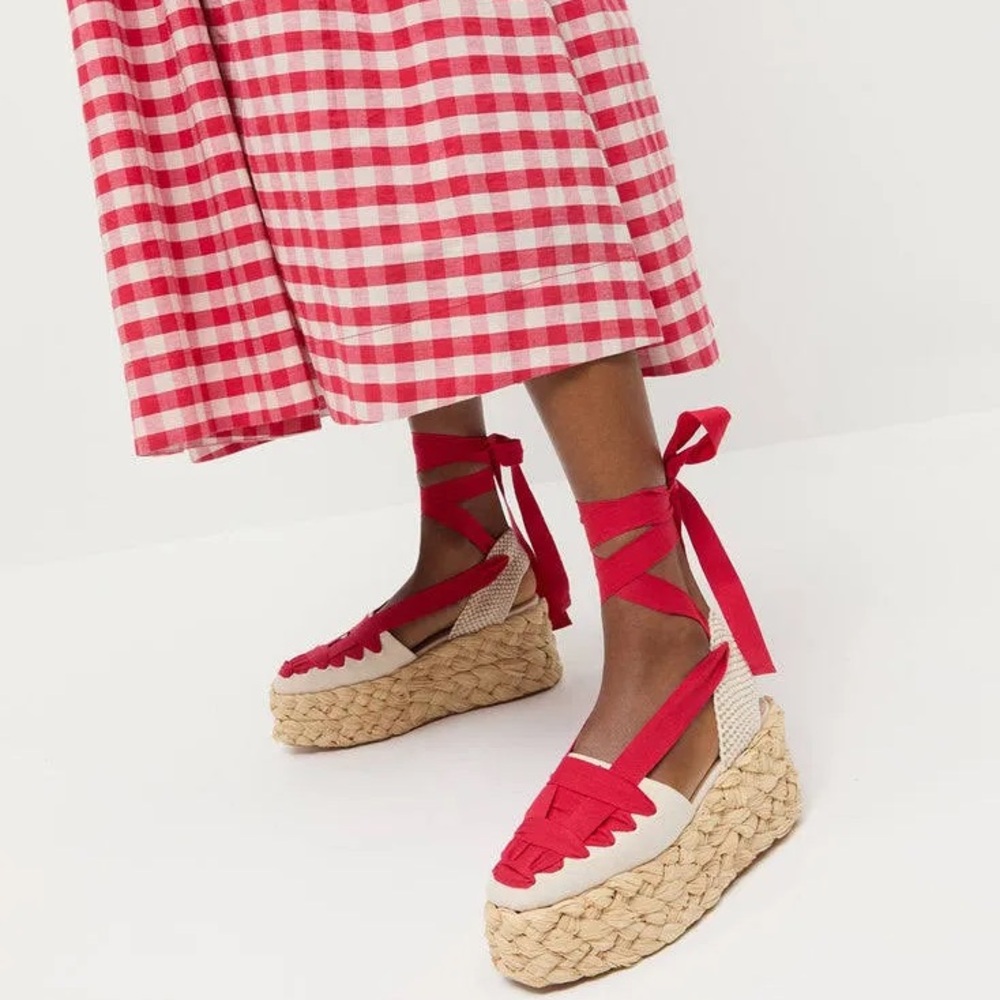 Loeffler Randall Mason Platform Espadrille. Natural/Red. Never worn! Size 9.